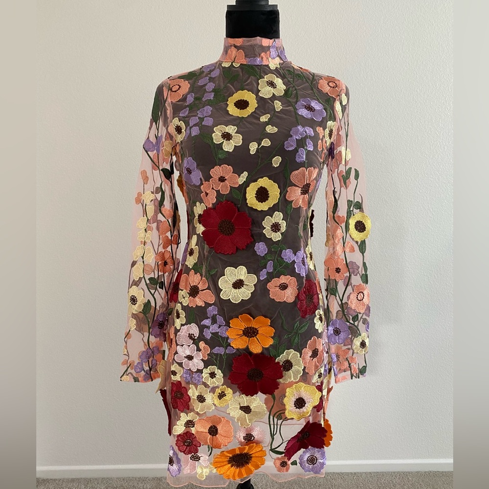 Finesse Multicolor Floral Long Sleeve Dress